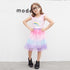 2022 European And American Style Girls Short Sleeve Dress Summer Cartoon Colored Yarn Princess Dress